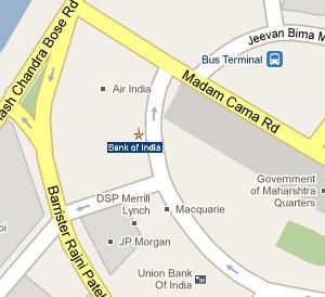 Bank of India HQ Location Map