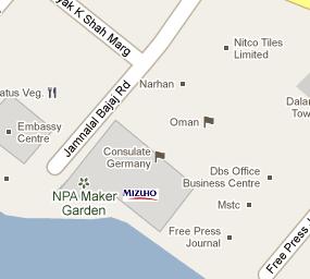 Mizuho Corporate Bank India HQ Location Map