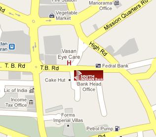 South Indian Bank HQ Location Map
