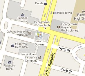 Bank of Guyana HQ Location Map