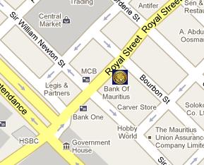 Bank of Mauritius HQ Location Map